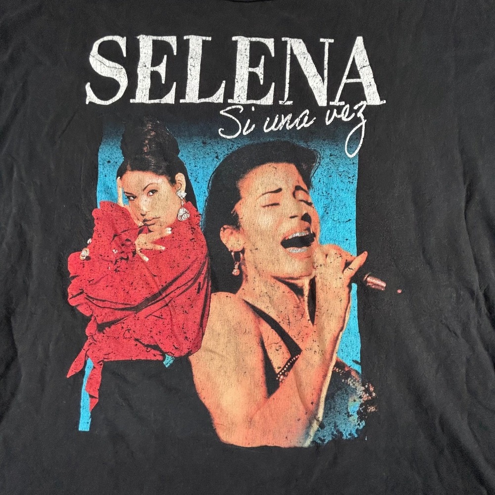 Selena T-Shirt Womens Size 2XL Black Si Una Vez Graphic Portrait Short Sleeve